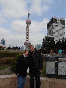 Barbara and Ron in front of the Oriental Perl TV tower
